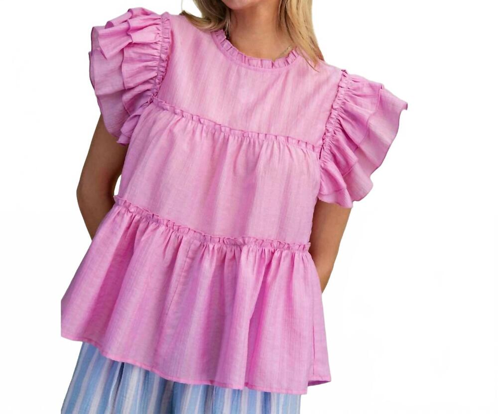 NEW EASEL crepe tier top in orchid